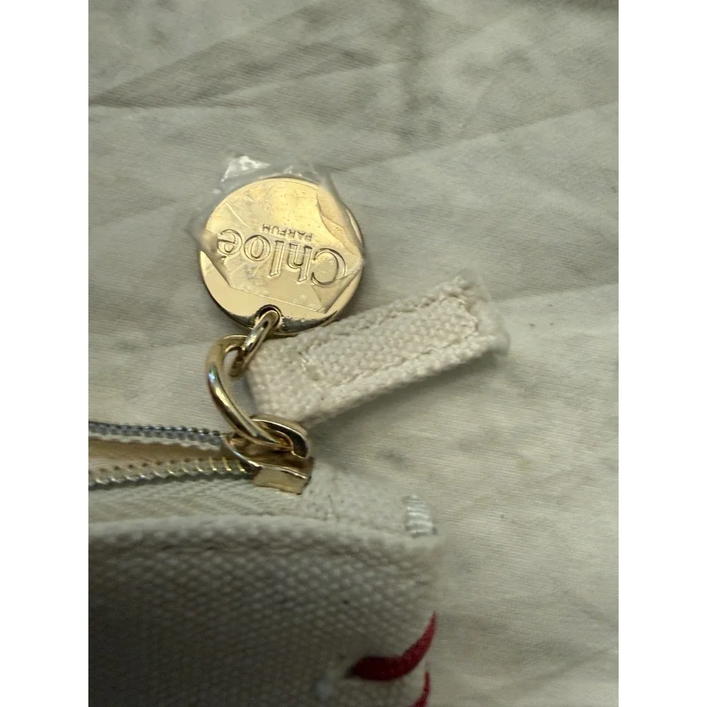 Chloe Parfums Limited‎ Edition 2023 Pouch Pochette  Cream Red Stitch